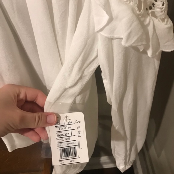 NWT FREE PEOPLE CROCHET BLOUSE WHITE - Picture 4 of 6